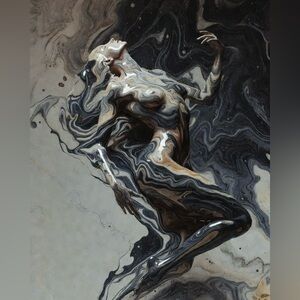 Abstract Female Body Painting | 8x10 Gloss Photo Print Fluid Marble Art